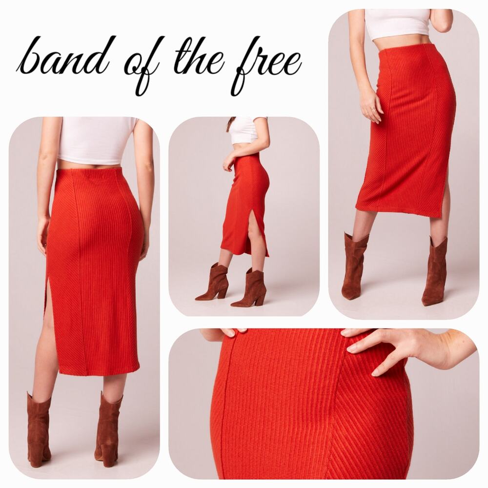 NWT B.O.G. Band of the Free Renee Bodycon Ribbed Pencil Skirt Sz. M [8-10] Rust
